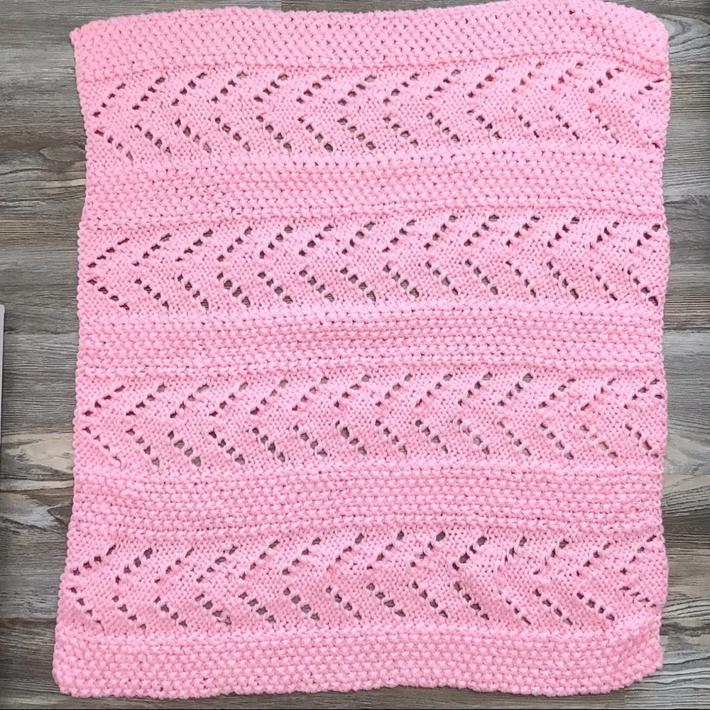 Crochet Baby Girl Afghan Pink Homemade 32x34